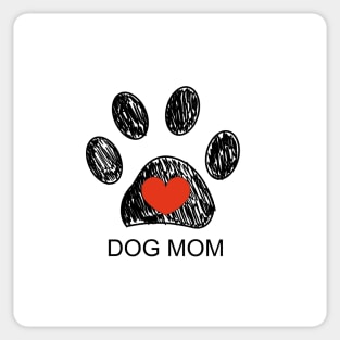 Doodle paw prints with red heart and dog mom text. Happy Mother's day Sticker